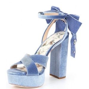 Antonio Melani x Nicola Bathie Lila Velvet Bow Detail Platform Dress Sandals